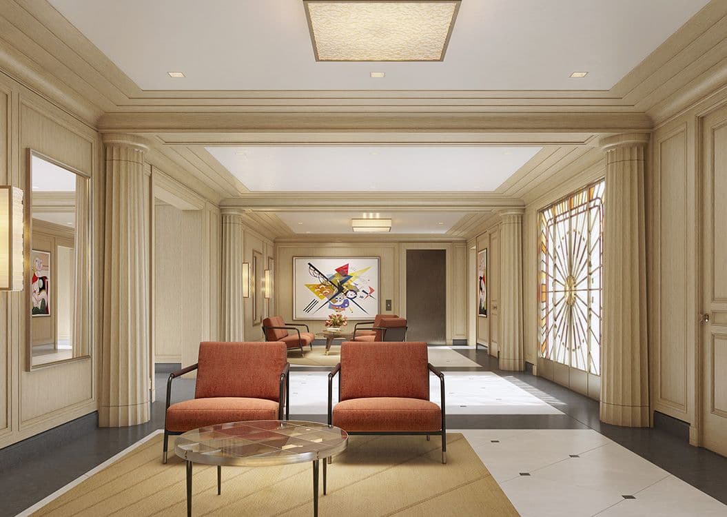 3d render of lobby at The Laney